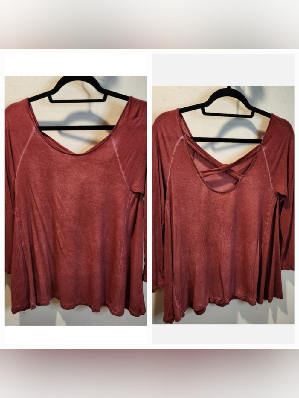 American Eagle Solft & Sexy Rust Red Long Sleeve Top Size S